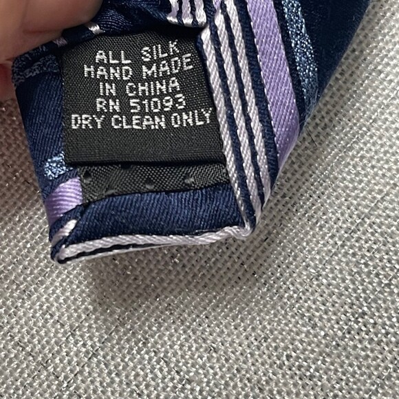 Stafford Men’s Striped 100% Silk Tie. Blue Purple Stripe Tie - Picture 2 of 8
